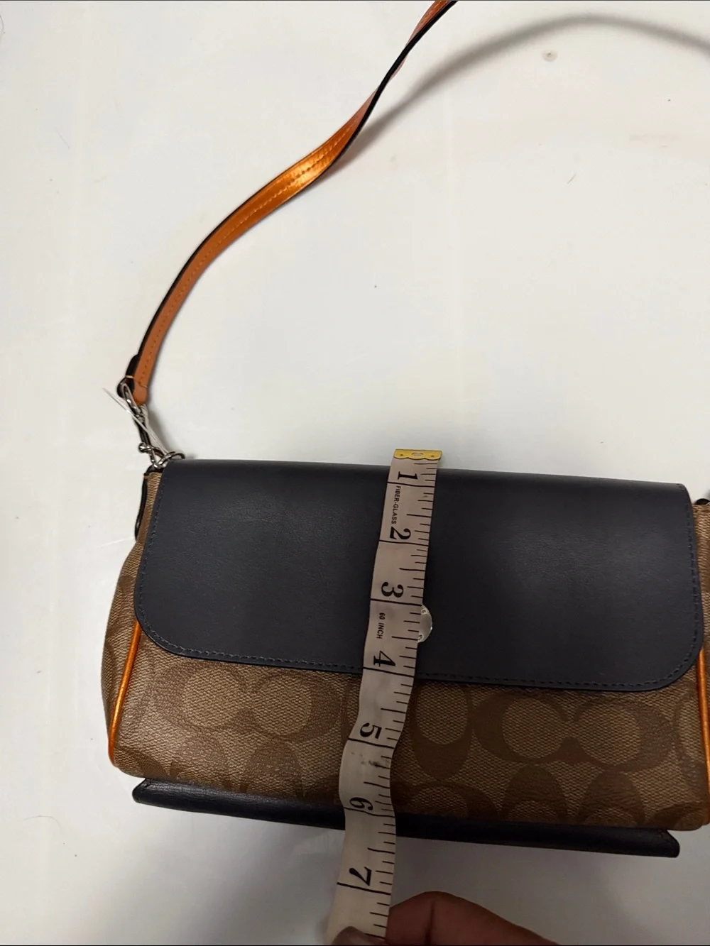 Brown and Black Crossbody Bag with Orange Accents grey reversible